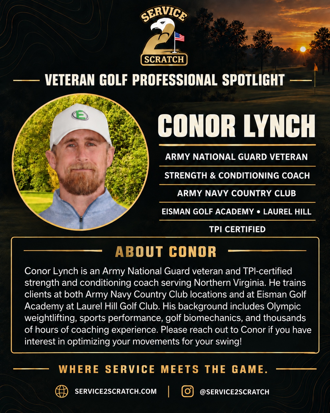 Service 2 Scratch Veteran Golf Professional Spotlight for Conor Lynch
